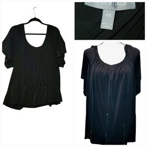 Essential Womens Studded Metallic Punk Goth Rocker Party Shirt Size 4x